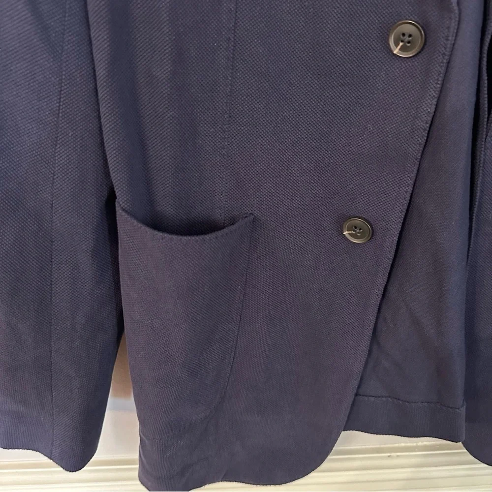 Quince Men’s Long Sleeve Button Up Cotton Pique Knit Blazer in Navy Sz M NWOT